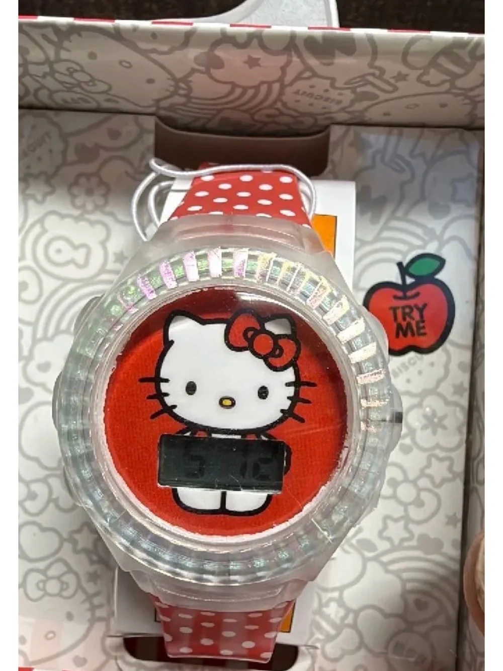 Hello Kitty Kids Flashing Lights LCD Watch with Printed St